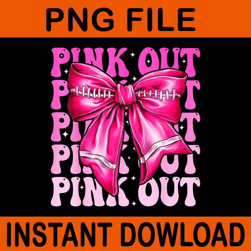 Pink Out Breast Cancer Football Coquette Bow Mom PNG 0