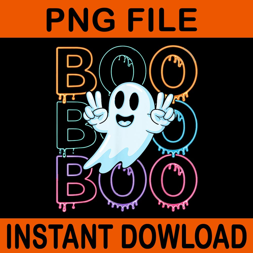 Ghost Peace Sign Boo Halloween PNG 0