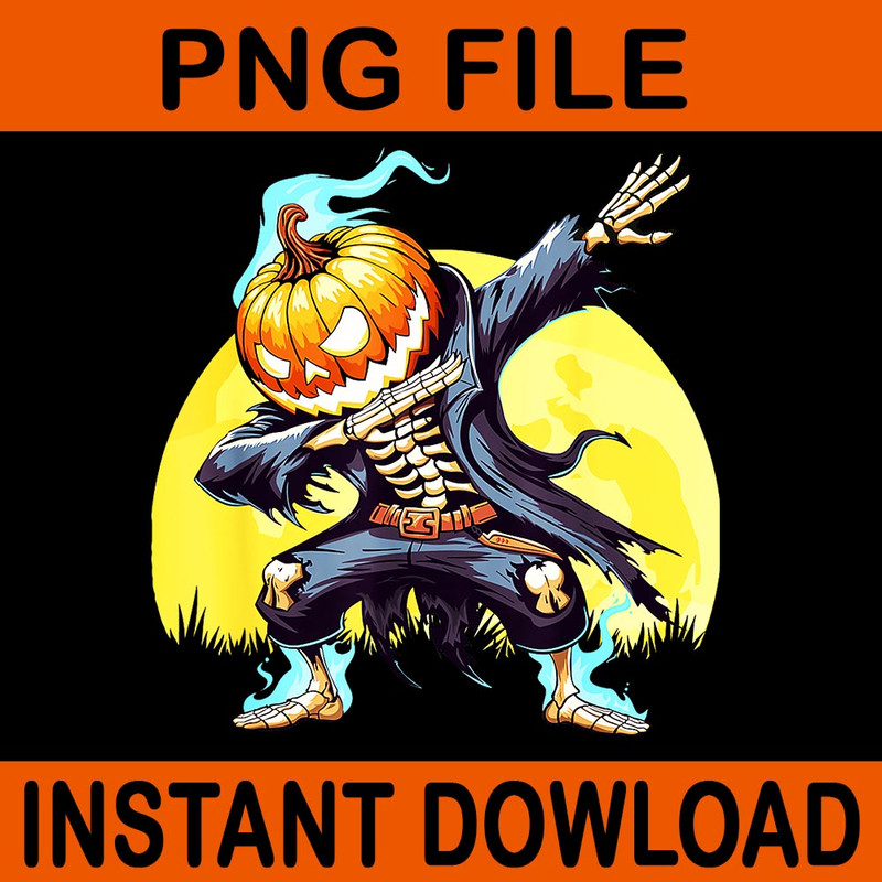 Dabbing Skeleton Headless Pumpkin Dab Dance Halloween PNG 0