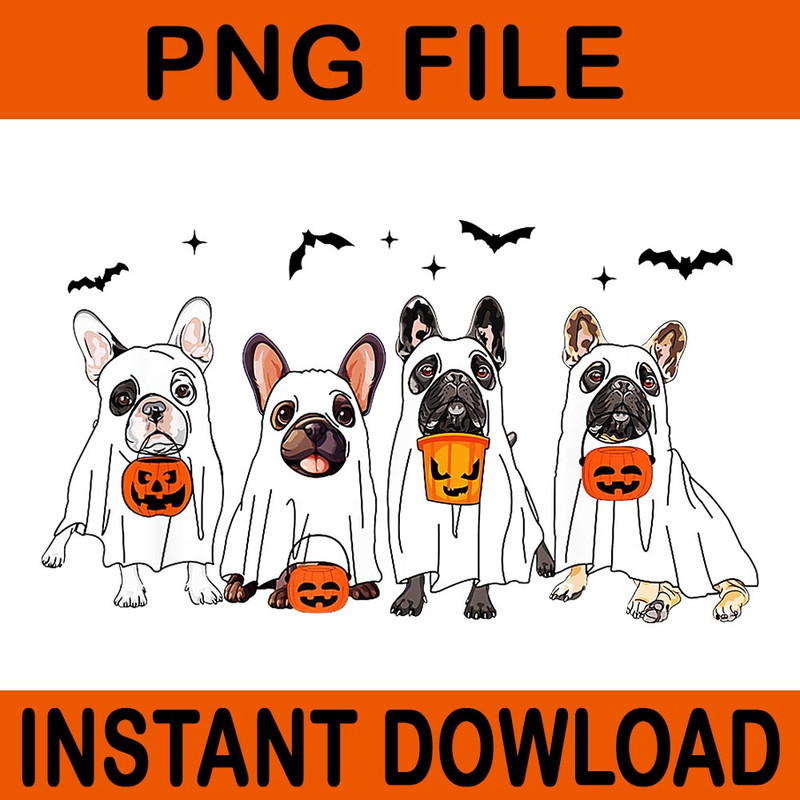 Frenchie Ghost Bulldog Halloween PNG 0