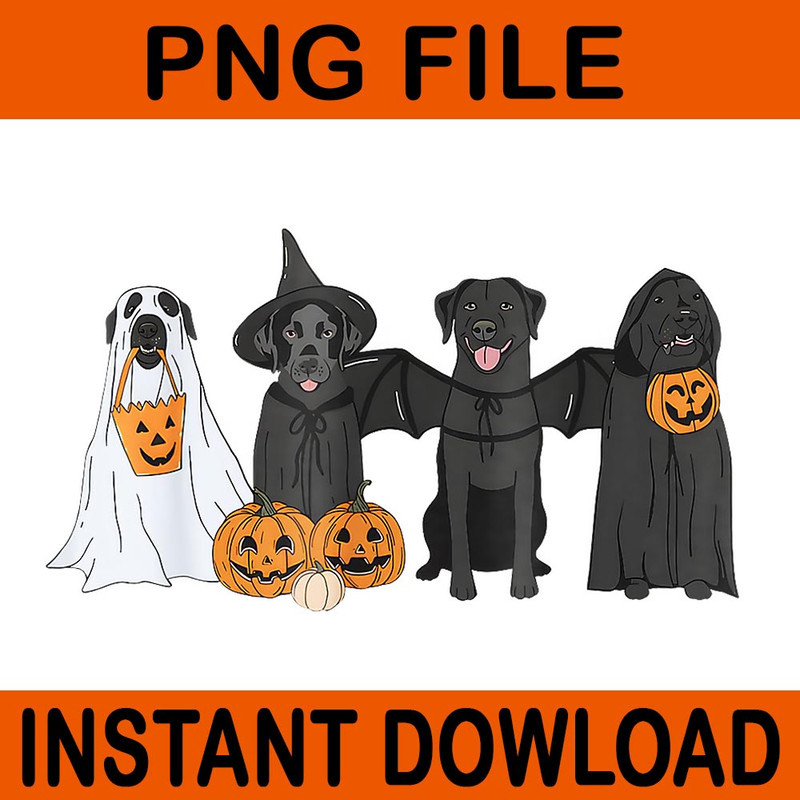 Black Labrador Halloween Ghost Pumpkin PNG 0