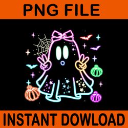 neon boo ghost halloween spooky season png