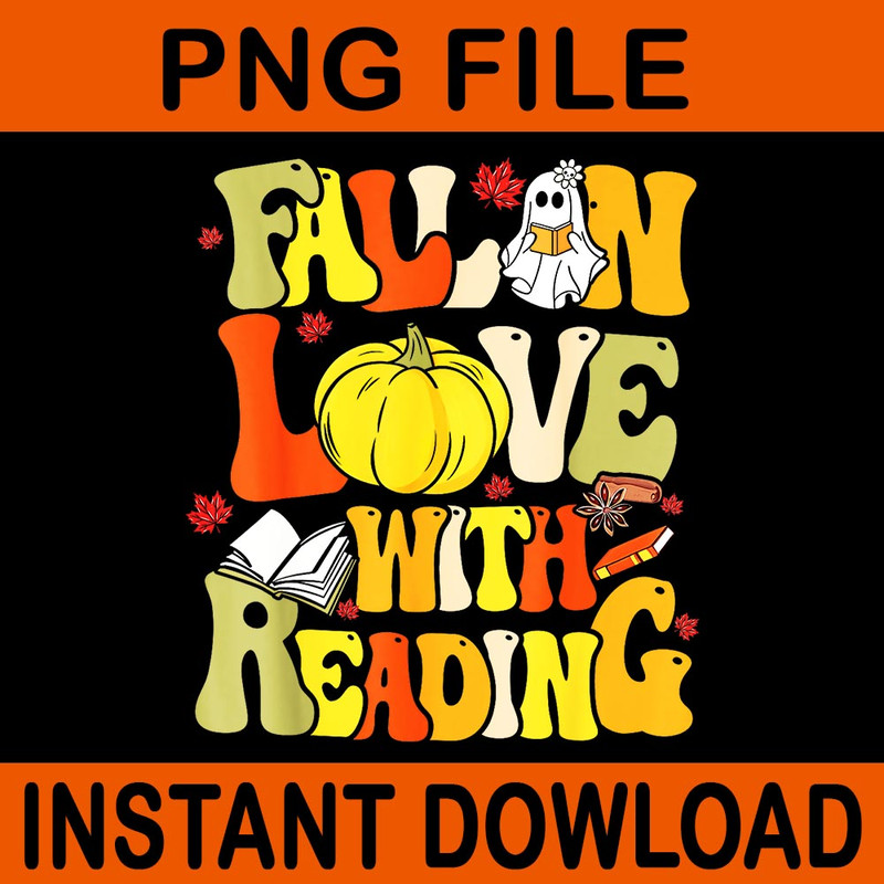 Fall In Love With Reading Book Autumn Pumpkins And Teachers PNG 0