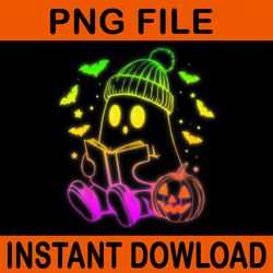 ghost book reading halloween glow teacher png