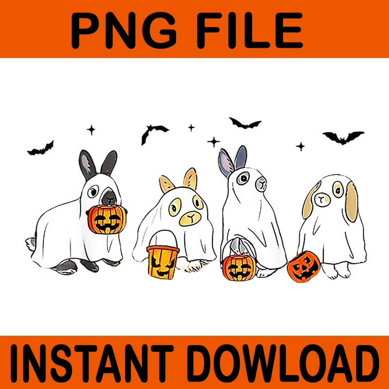 Ghost Bunny Rabbit Halloween Spooky Season PNG 0