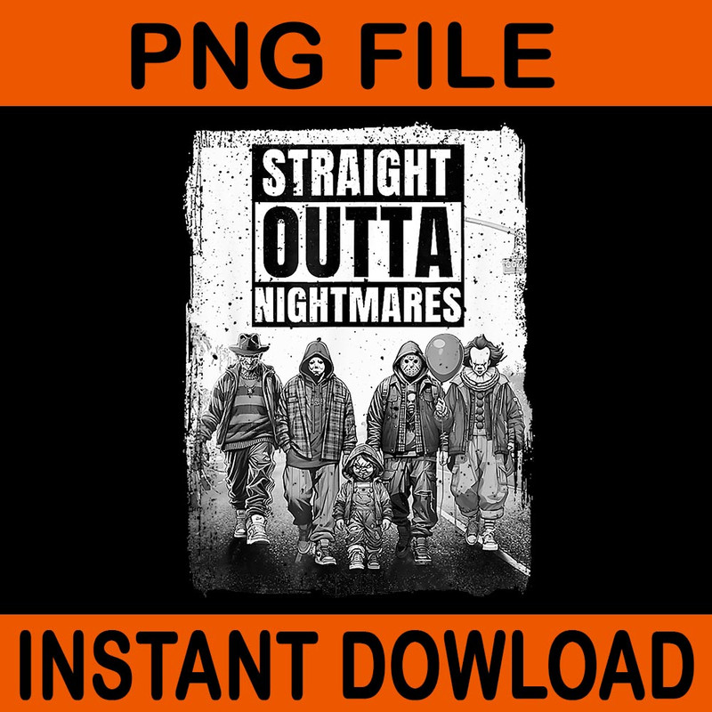 Straight Outta Nightmares Horror Halloween PNG 0