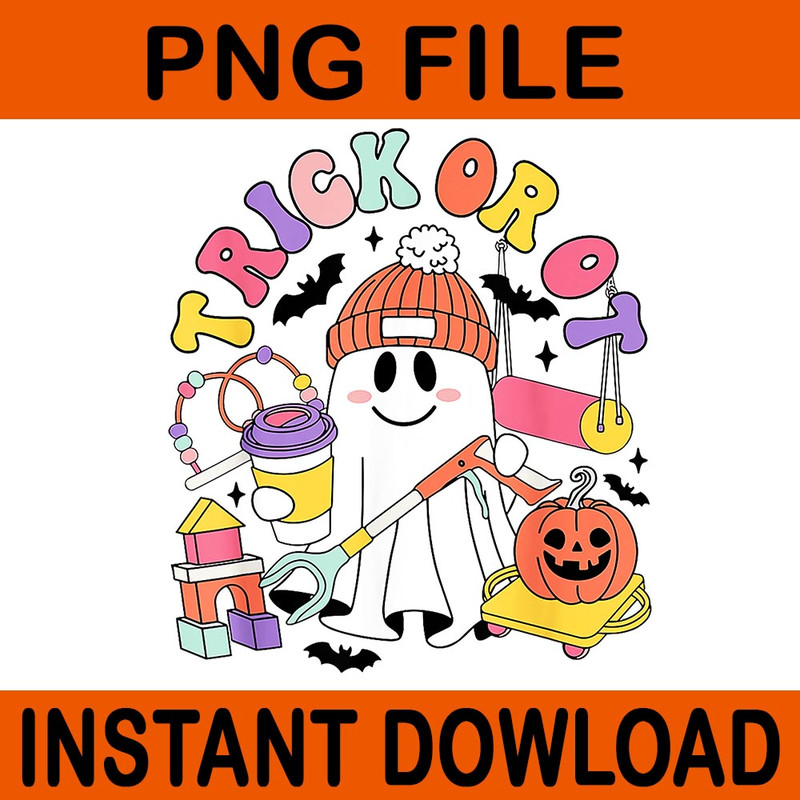 Trick Or OT Occupational Therapist Ghost Halloween PNG 0