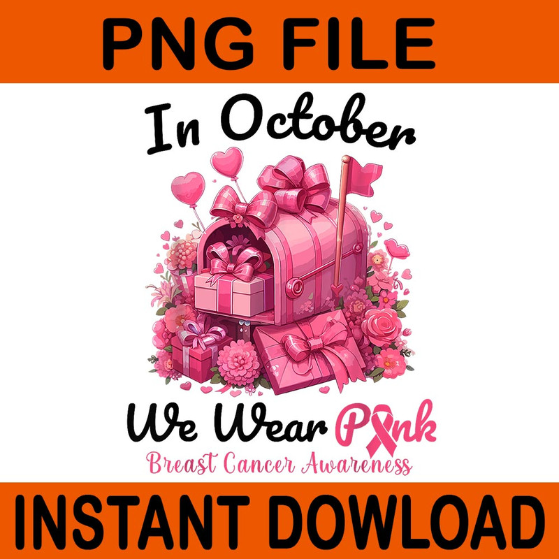 In October We Wear Pink Breast Cancer Postal Worker PNG 0