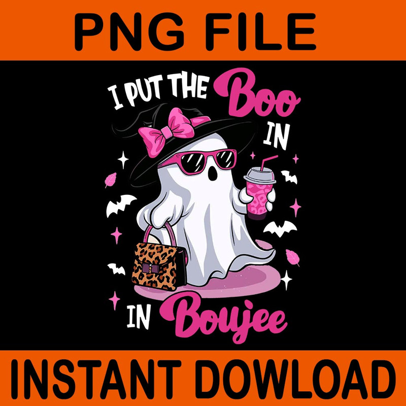 I Put The Boo In Boujee Leopard Ghost Halloween PNG 3