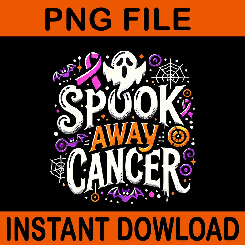 Spook Away Cancer October Halloween Breast Cancer Awareness PNG 0