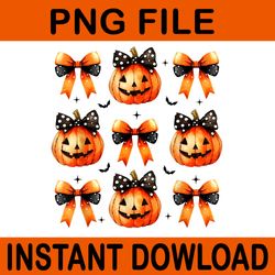 halloween coquette bow pumpkin face spooky season png