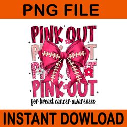coquette bow pink out football mom breast cancer awareness png