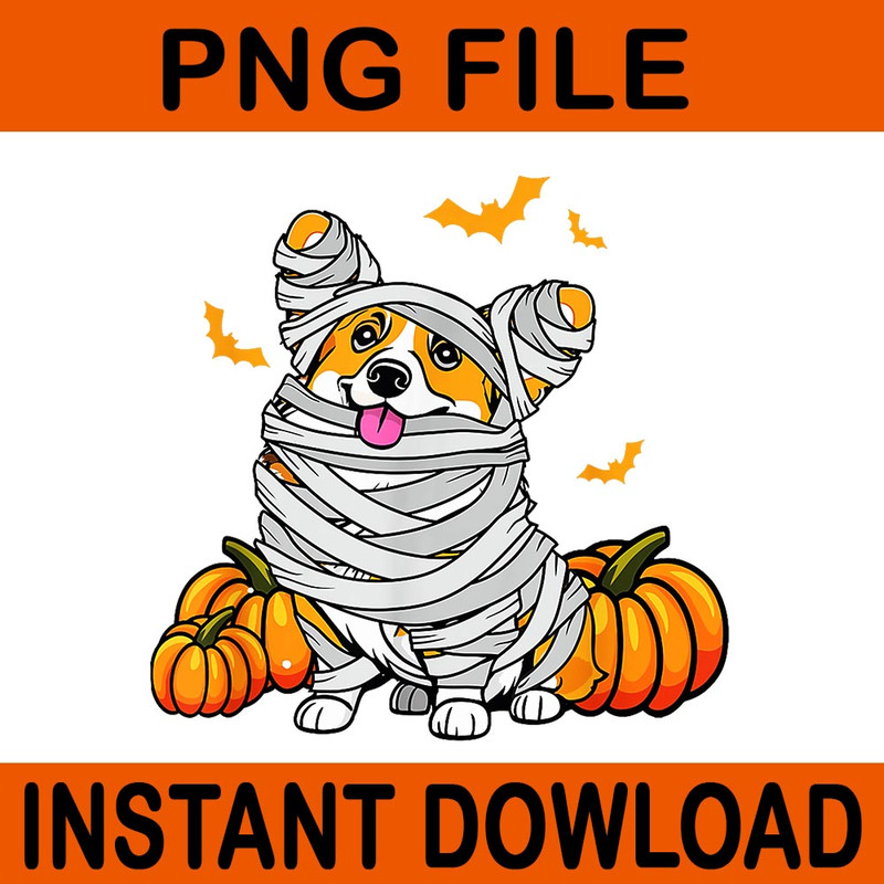 Halloween Welsh Corgi Mummy Dog PNG 0