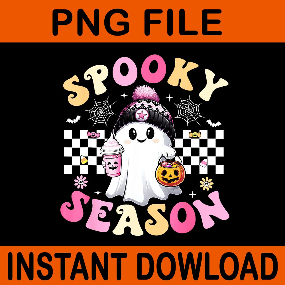Groovy Retro Spooky Season Retro Ghost Halloween PNG 0