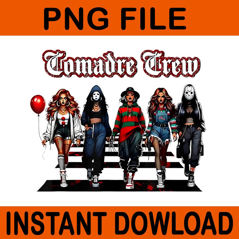 Comadre Crew Girly Horror Movie Character Halloween PNG 0