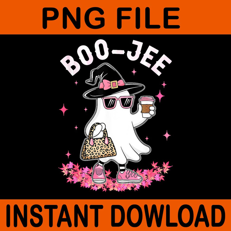 Cute Boo Jee Ghost Halloween Leopard Ghost Coffee PNG 0