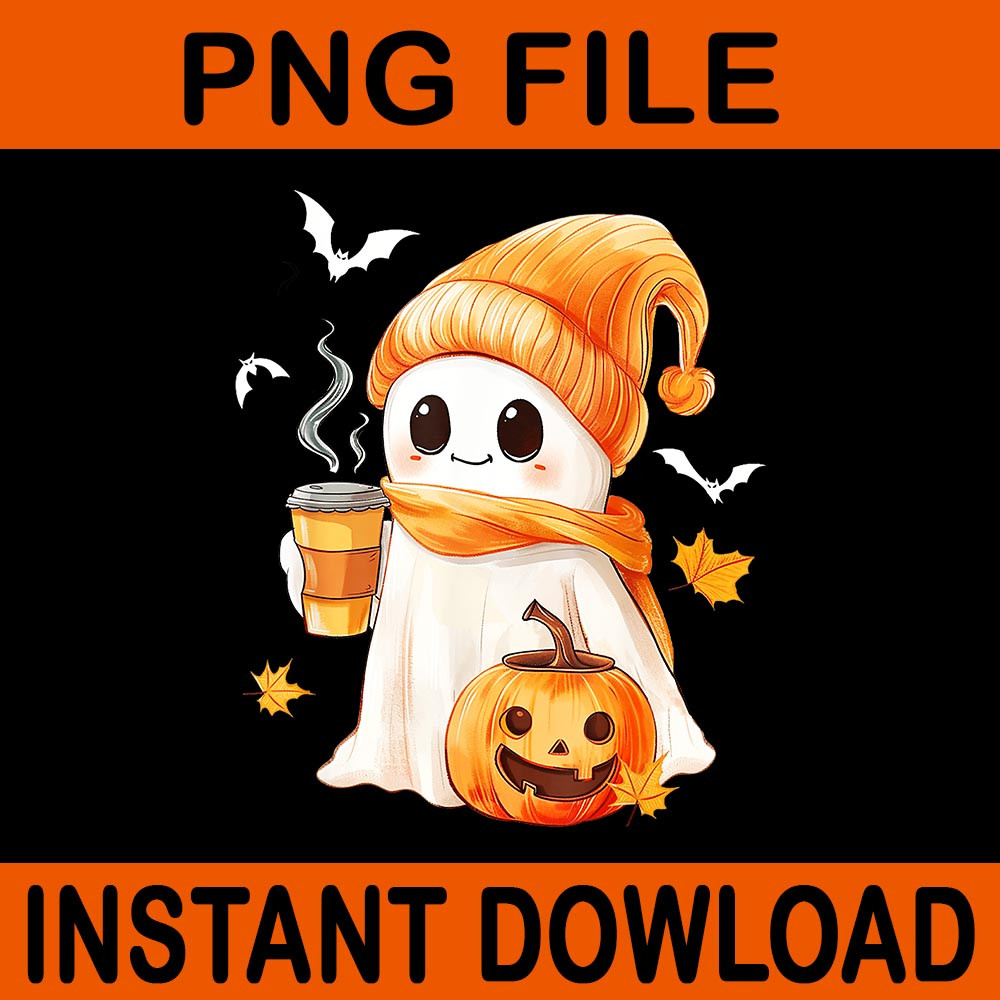 Ghost Drinking Coffee Halloween PNG Ghost Ice Coffee Halloween PNG GHOST 0