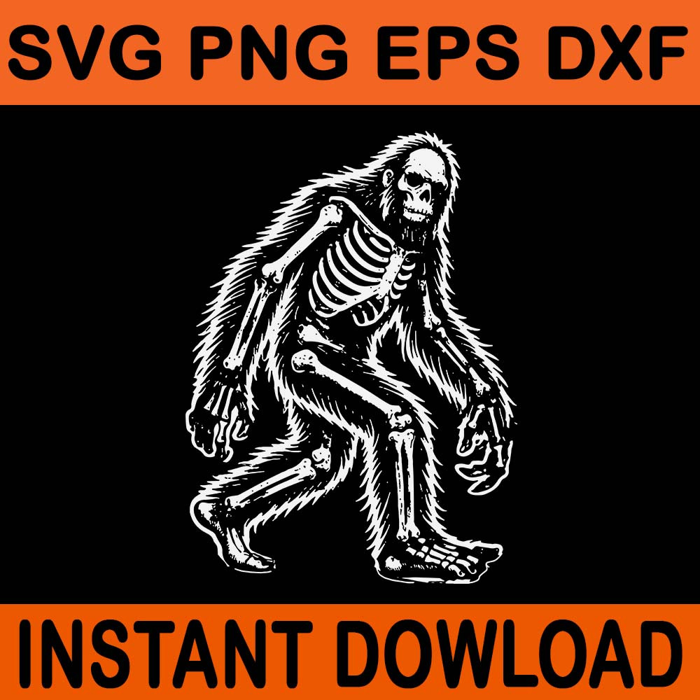 Bigfoot Sasquatch Halloween Skeleton SVG 0