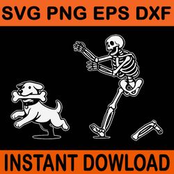 skeleton chasing dog svg, halloween dog svg, funny skeleton svg