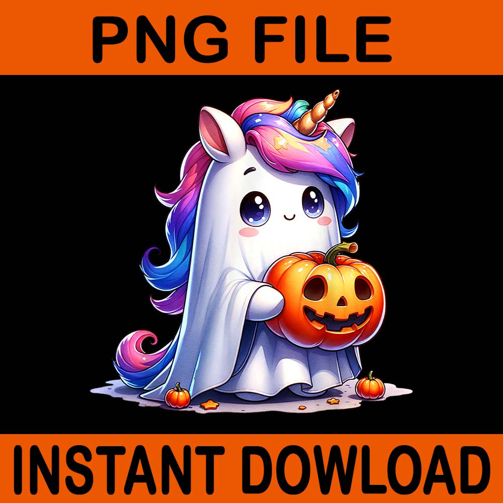Unicorn Ghost Trick Or Treat Halloween PNG 0
