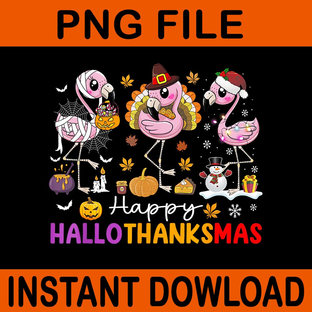 Happy Hallothanksmas Flamingo PNG 0