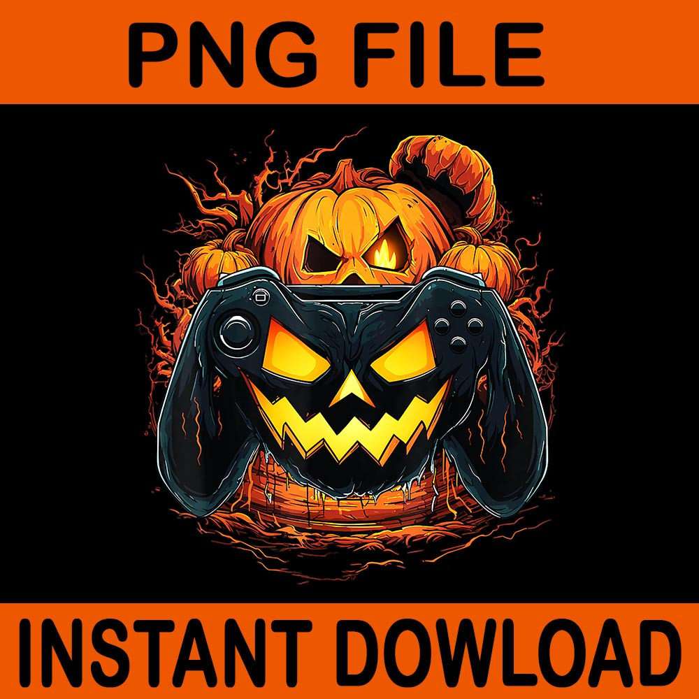 Gamer Gaming Pumpkin Halloween PNG 0