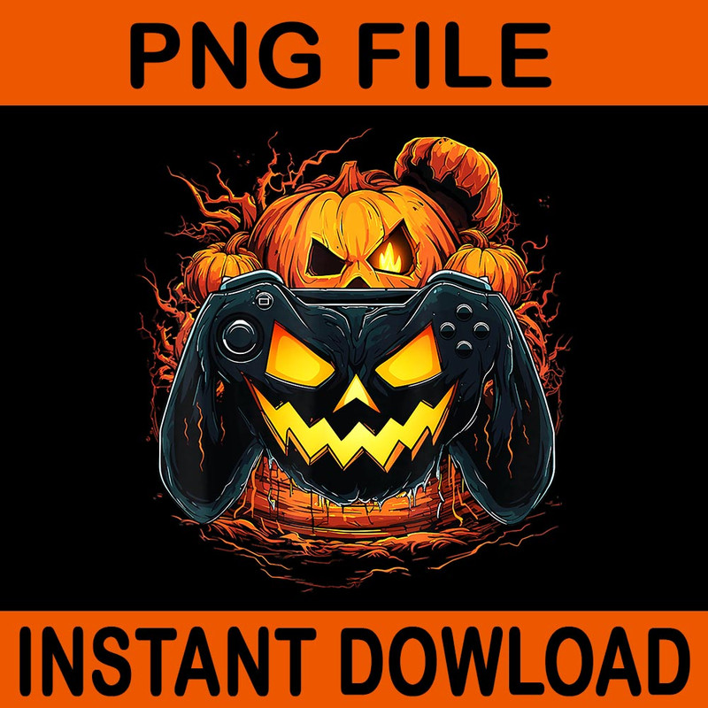Gamer Gaming Pumpkin Halloween PNG 0