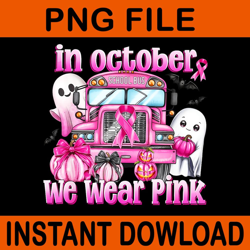 In October We Wear Pink School Bus PNG 0