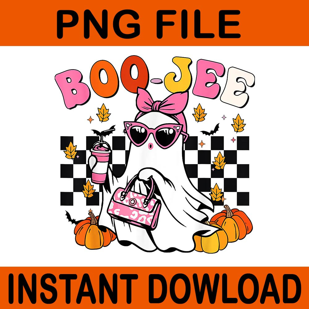 BooJee Ghost Drinking Coffee Halloween PNG 0