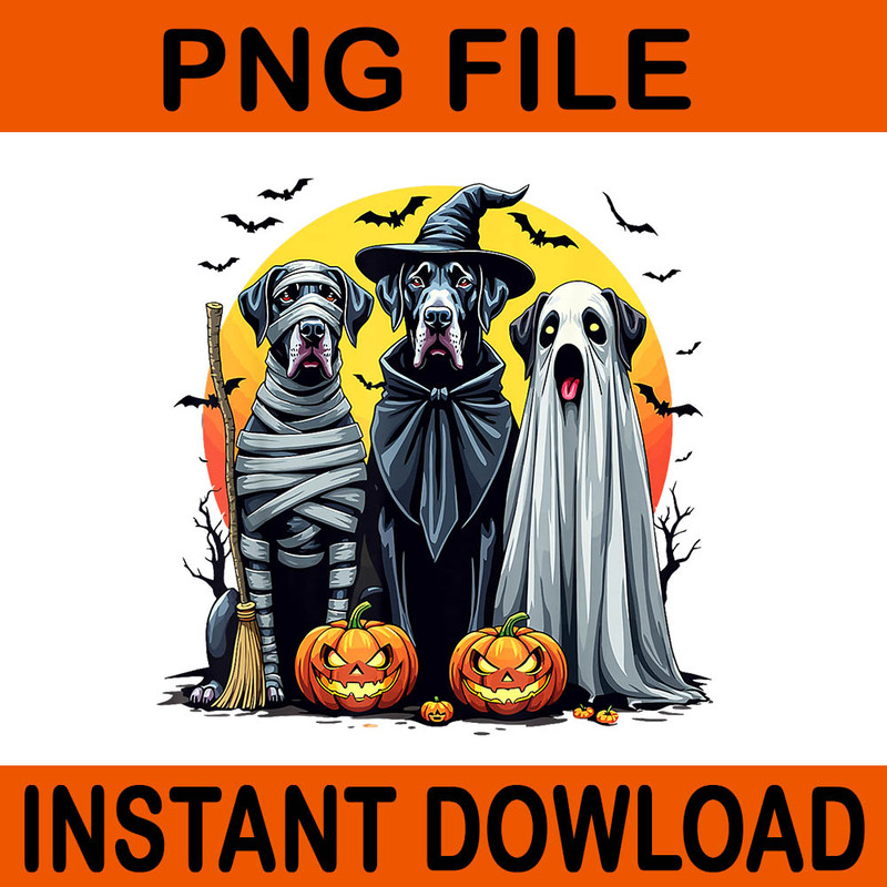 Witch Ghost Dog Great Dane Halloween PNG 0