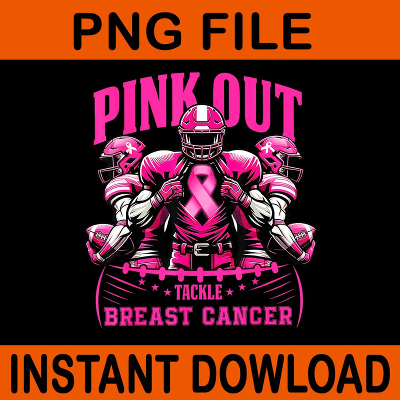 Pink Out Tackle Breast Cancer Awareness Football Pink Ribbon PNG 0