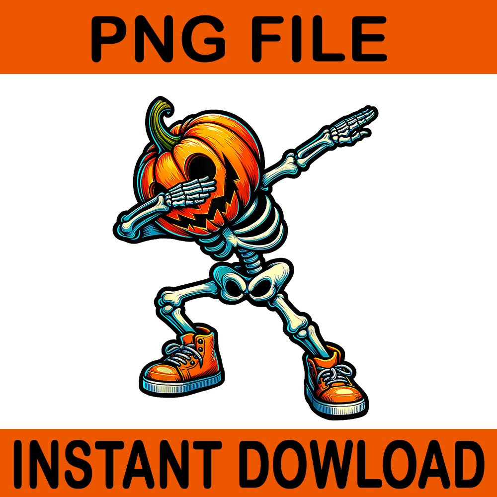Skeleton Dabbing Halloween PNG 0