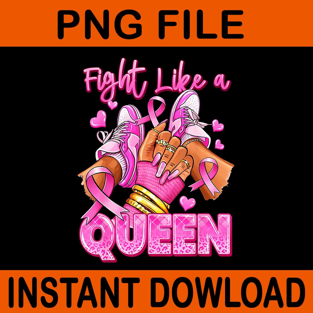 Afro Queen Black Women Breast Cancer Survivor Pink Ribbon PNG 0