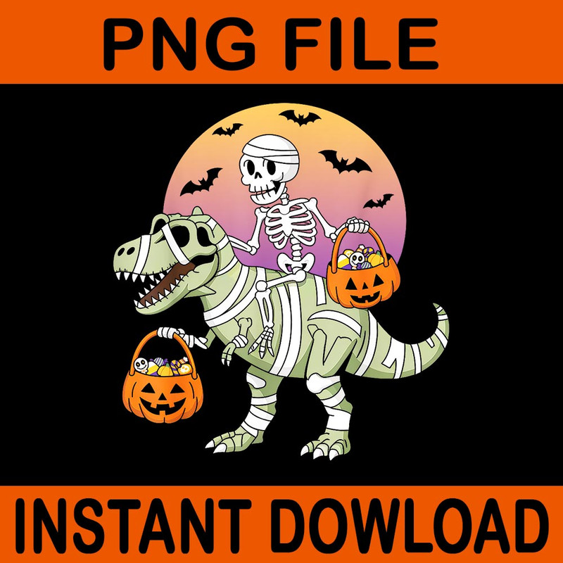 Dinosaur Trex Skeleton Halloween PNG 0