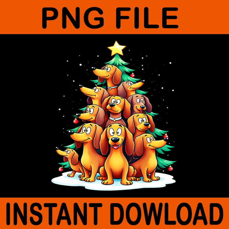 Dachshund Dog Christmas Tree PNG 0