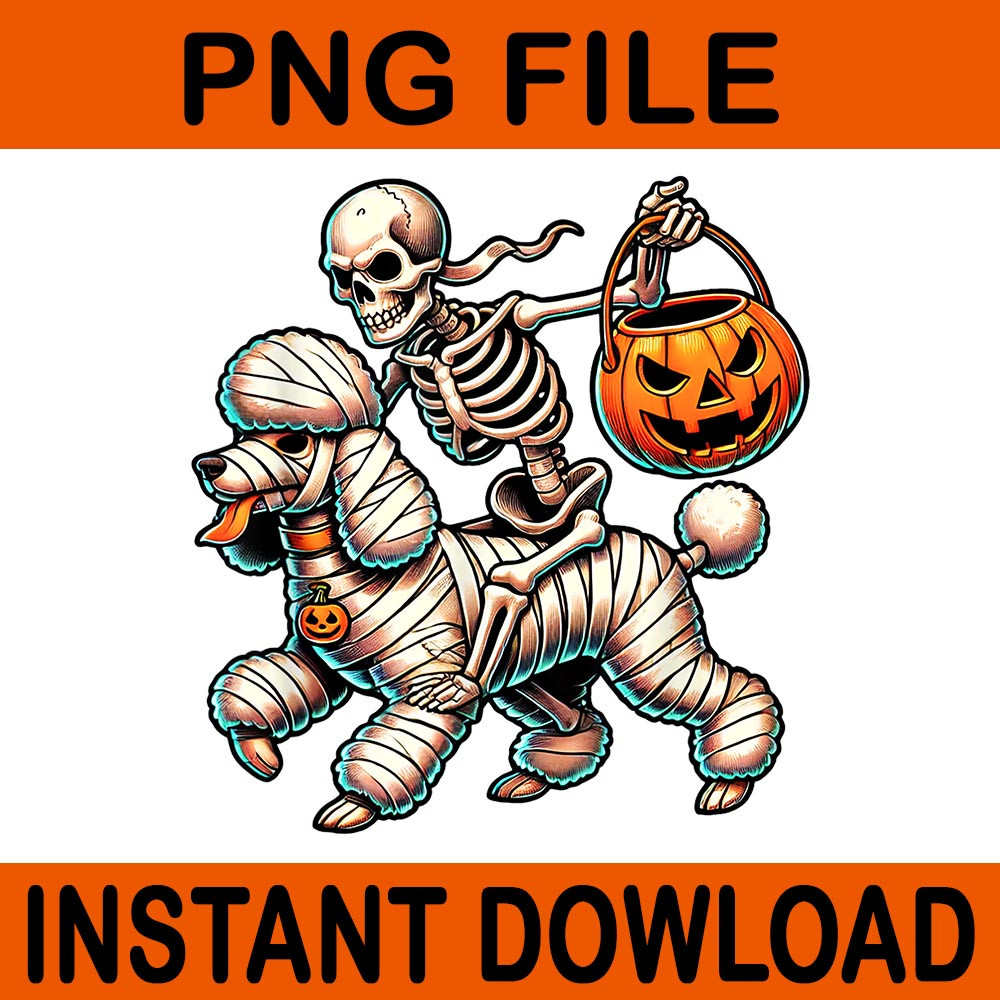 Skeleton Riding Puddle Mummy Halloween PNG 0