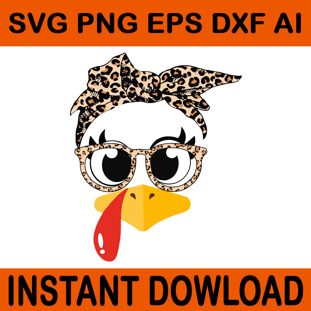Turkey Face Headband Leopard Thanksgiving Day SVG 0