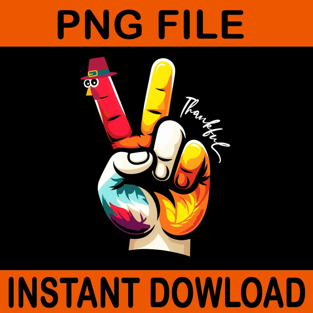 Peace Sign Turkey Hand Thankful PNG 0