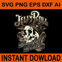 jelly roll beautifully broken skull svg