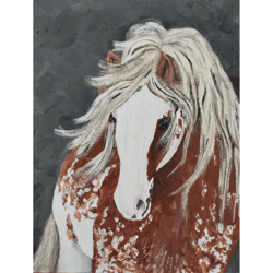 Horse Original Animal Painting Handmade Art Hand Painted Art Work By RinaArtSK