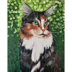 Cat Portrait Original Painting By RinaArtSK
