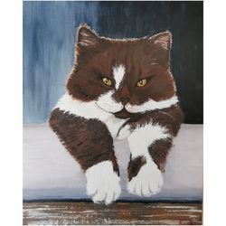 Cat Portrait Original Painting Art Work By RinaArtSK