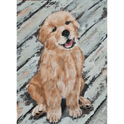 Labrador Puppy Portrait Original Painting By RinaArtSK