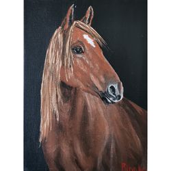 Akhalteke Horse Portrait Original Painting Art Work By RinaArtSK