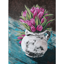 flower art still life original painting unique wall art by rinaartsk