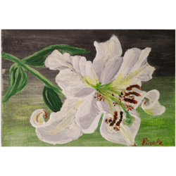 lily flower original art frame painting small format unique wall decor by rinaartsk