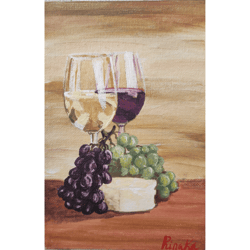 wine glasses original art framed artwork hand painted by rinaartsk