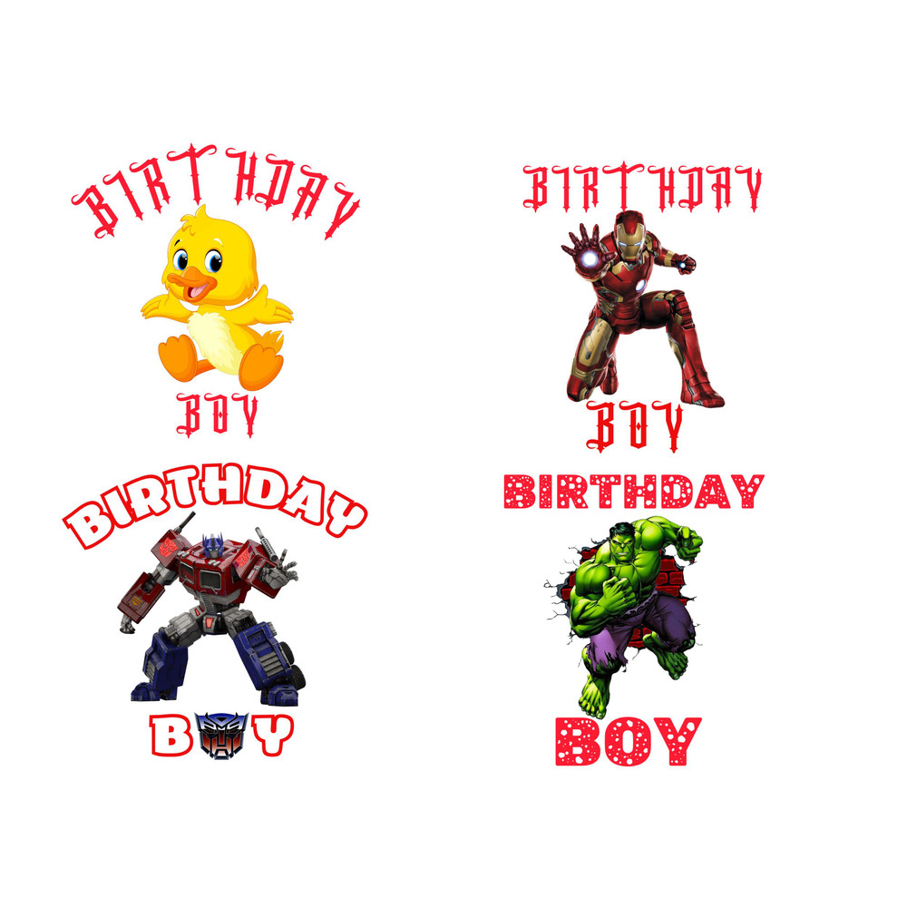 Birthday Boy Bundle4 Pngoptimusprime Maskyellow Duckgreen Hulkhulk Fistred Iron Manbirthday Celebrationbirthday 0