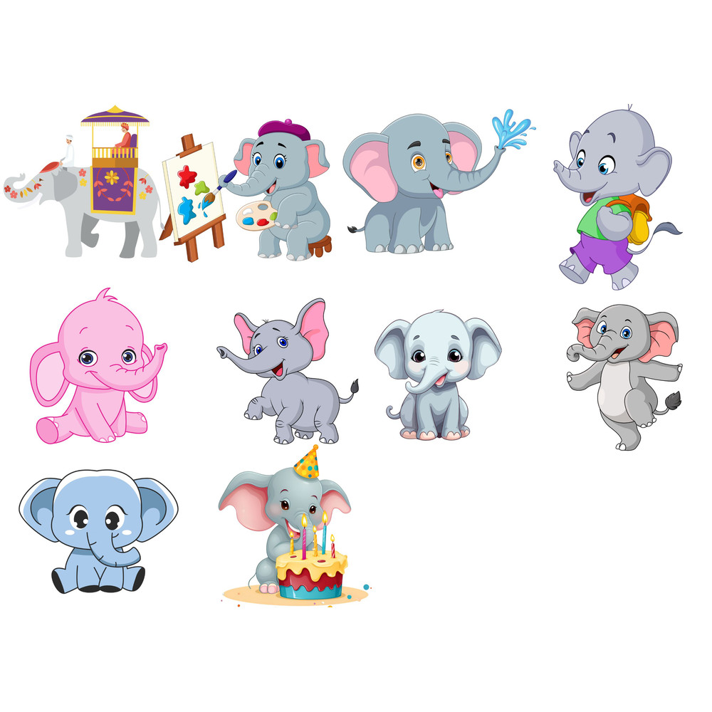Baby Elephant 10 Pngpainter Elephantcolorful Cute Baby Elephantscool Colorful Animalskids Room Decorbirthday Gifts 0