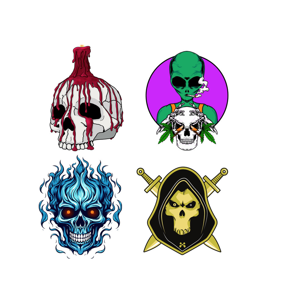 Red Candleskeleton Pngalien Skull Smoking Alien Skullwith Hoodie Swordblue Flames Skullwith Gift Skull Bundle 0